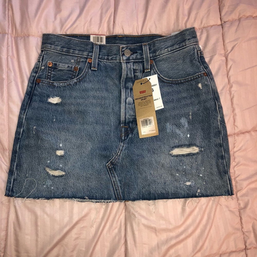 Levi's Distressed Denim Mini Skirt in Blue